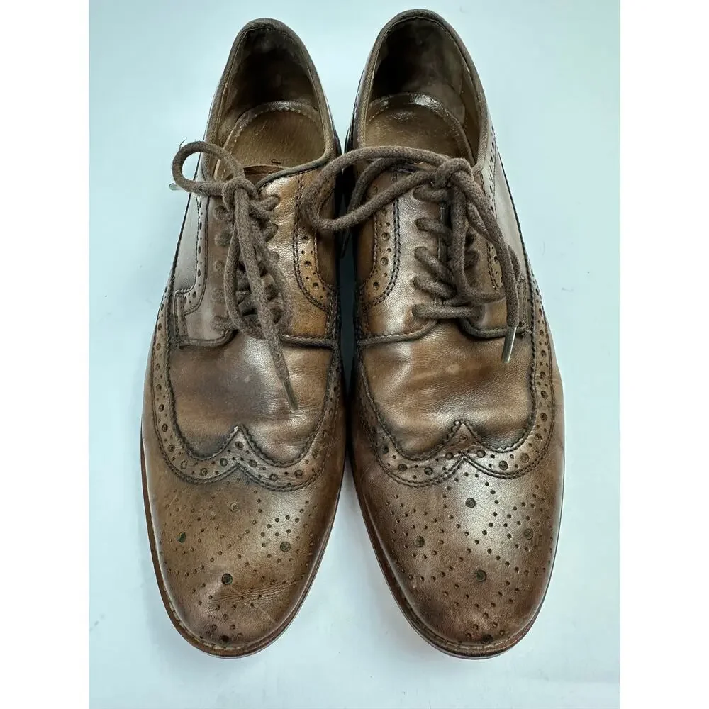 Johnston & Murphy Size 8 Wingtip Oxford Brogue Brown Leather Dress Shoes 20-2233